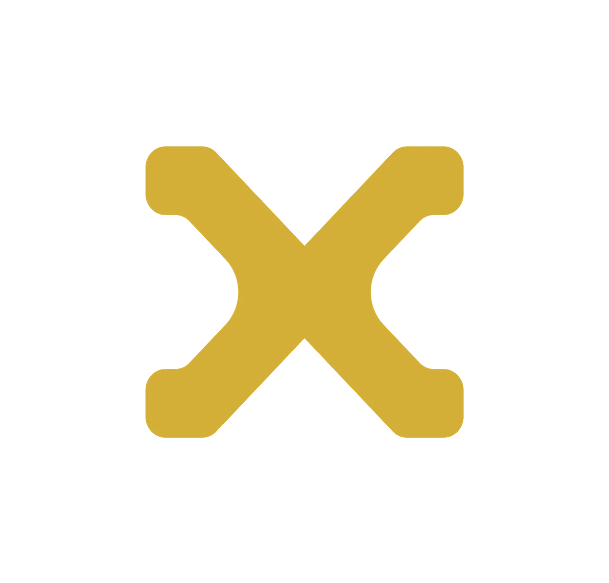 The Exqulux "X" logo mark on its own, in gold